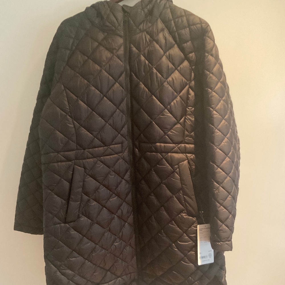 ATHLETA Whisper Featherless Hooded Parka size large Black
